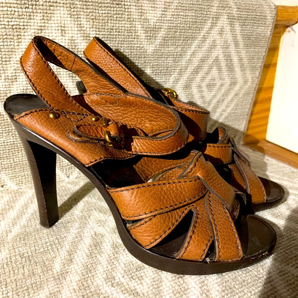 Chloe brown leather slingback sandals